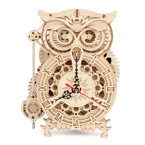 3D Wooden Puzzle For Adults Owl Clock Model Kit Desk Clock Home Decor Unique Gift - Cykapu