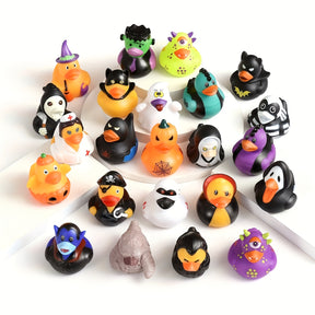 24pcs, Halloween Party Favors Rubber Ducks, Bath Toys Assorted Duckies (2"), Kids Halloween Decor Supplies, Trick Or Treat Supplies, Goodie Bag Fillers Baby Showers Halloween Party Supplies