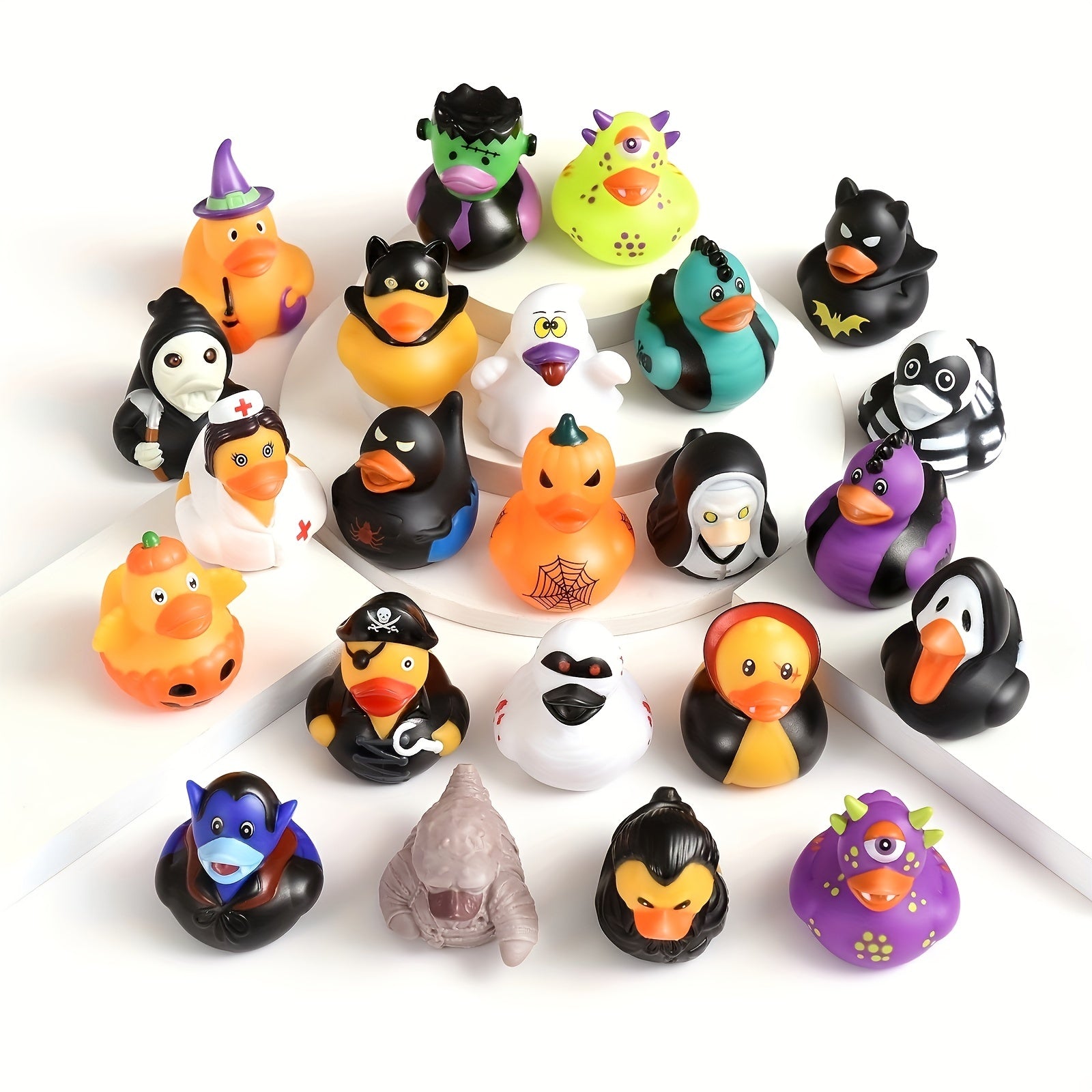 24pcs, Halloween Party Favors Rubber Ducks, Bath Toys Assorted Duckies (2"), Kids Halloween Decor Supplies, Trick Or Treat Supplies, Goodie Bag Fillers Baby Showers Halloween Party Supplies - Cykapu