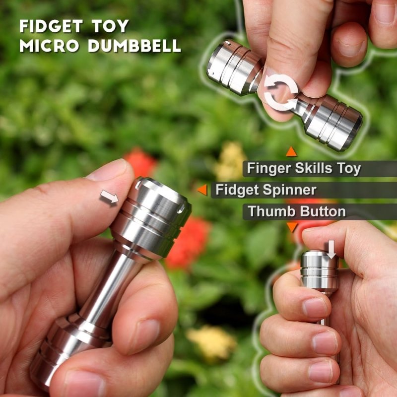 Finger Dumbbell Fidget Toys, Metal Fidget Spinners, High Resilience Thumb Button - Cykapu