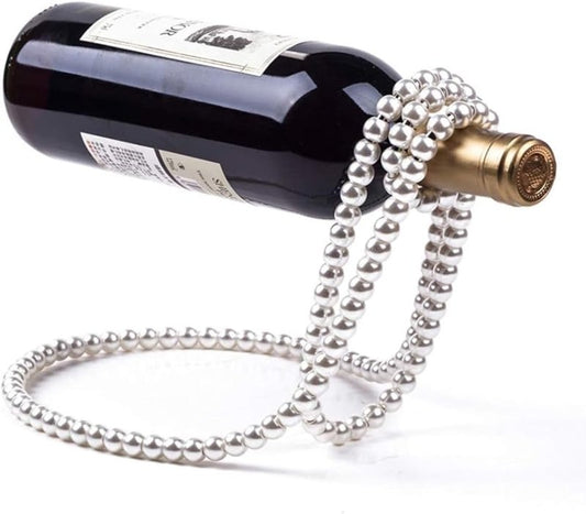 Floating Wine Bottle Holder, Wine Rack Pearl Necklace Wine Rack Suspension Bar Display Stand Bracket Decor - Cykapu