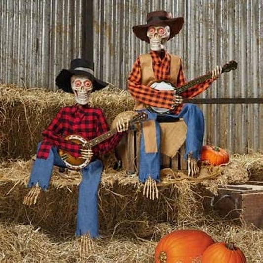 LED light Banjo Skeletons Duo Halloween Fall Indoor Decor - Cykapu