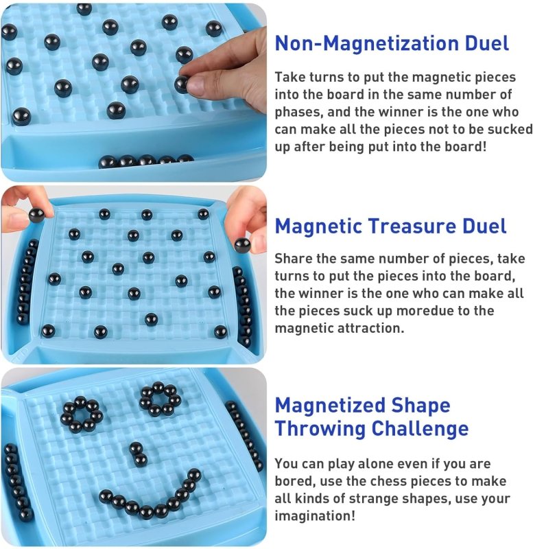 Magnetic Chess Game Magnetism Versus Chess Set, 20 Magnetic Balls Chess Board Game with Punishment Wheel - Cykapu