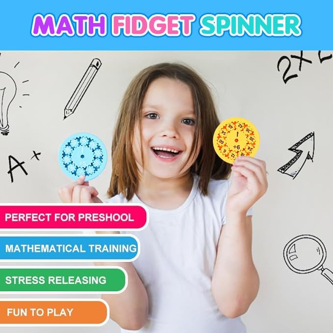 Math Fidget Spinners, Math Fidget Toy Multiplication for Kids, Math Facts Fidget Spinners - Cykapu