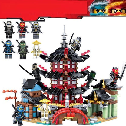 Ninja Temple Building Set - Compatible with Lego Ninja City Set, 6 Ninjas, Children's Pretend Ninja Kit (810 Pieces) - Cykapu