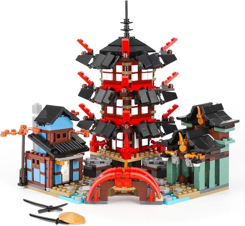 Ninja Temple Building Set - Compatible with Lego Ninja City Set, 6 Ninjas, Children's Pretend Ninja Kit (810 Pieces) - Cykapu