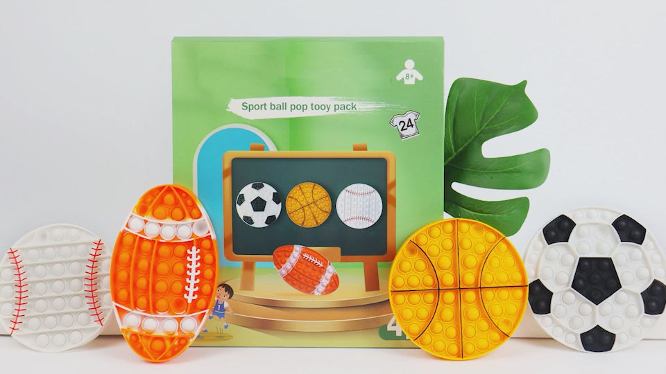 4 Pcs Push Bubble Fidget Sensory Toy, Sensory Bubble Football Basketball Baseball Rugby