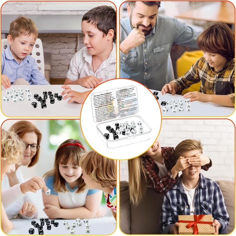 The Crossword Solitaire Game,6 Sided Dice Crossword Creative Game,Two - Player Parent - Child Interactive Family English Letter Dice Game,24 Dice Letters Set for Camping Games for Kids Adults - Cykapu