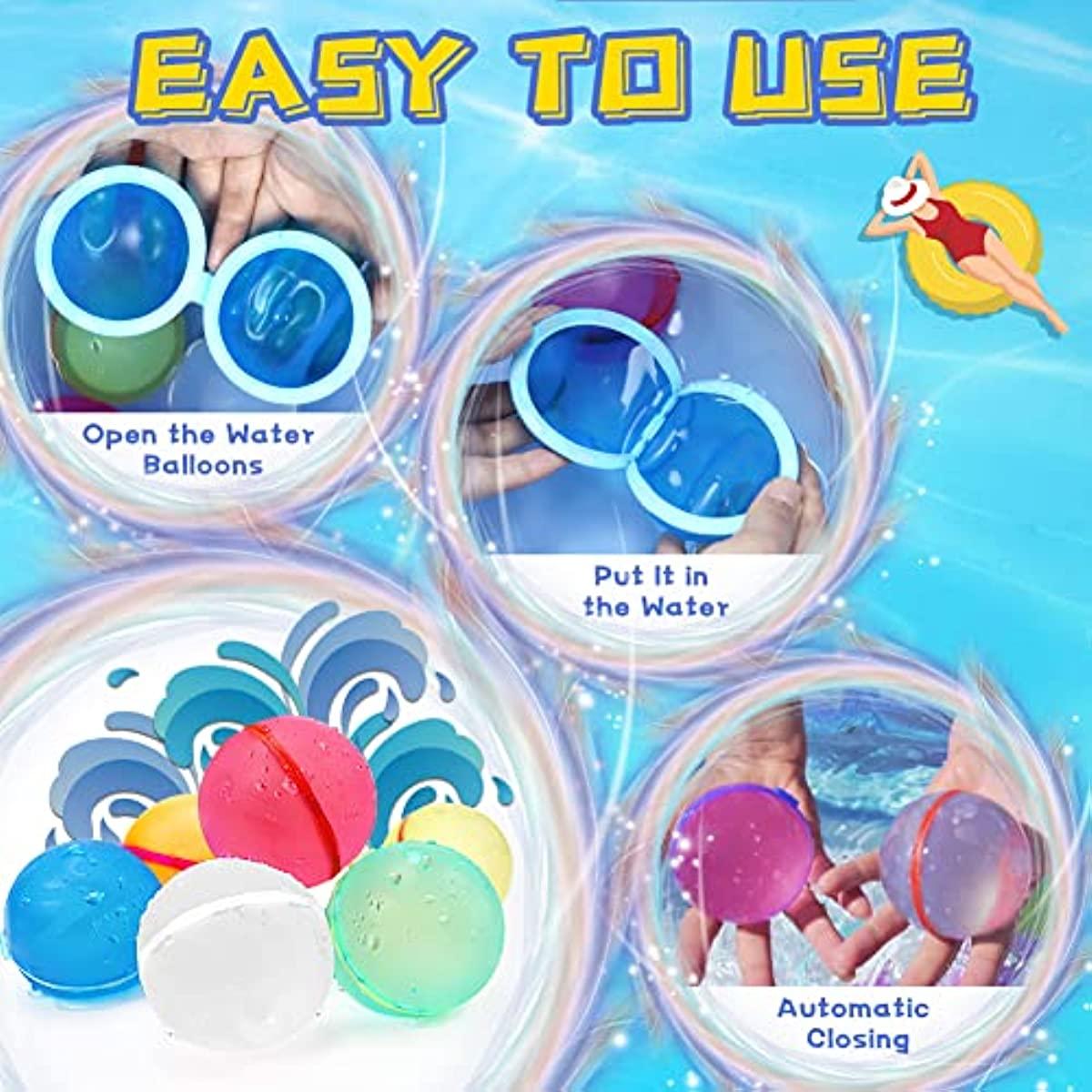 Reusable Water Balloons, Self Sealing Quick Fill, Water Bomb Splash Balls Rapid Fill Balloon - Cykapu