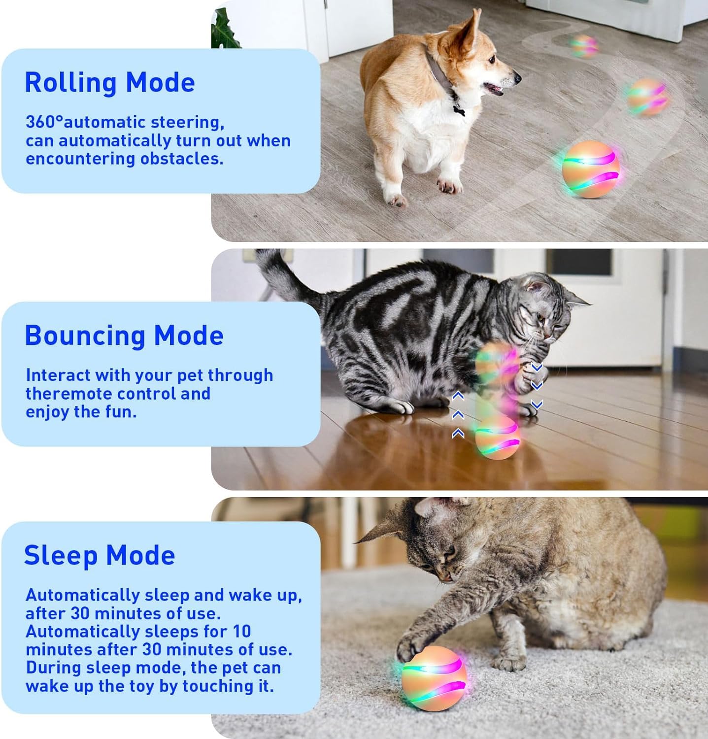 Interactive Dog Toys Dog Ball, Peppy Pet Ball for Dog, Durable Motion Activated Automatic Rolling Ball Toys Cykapu