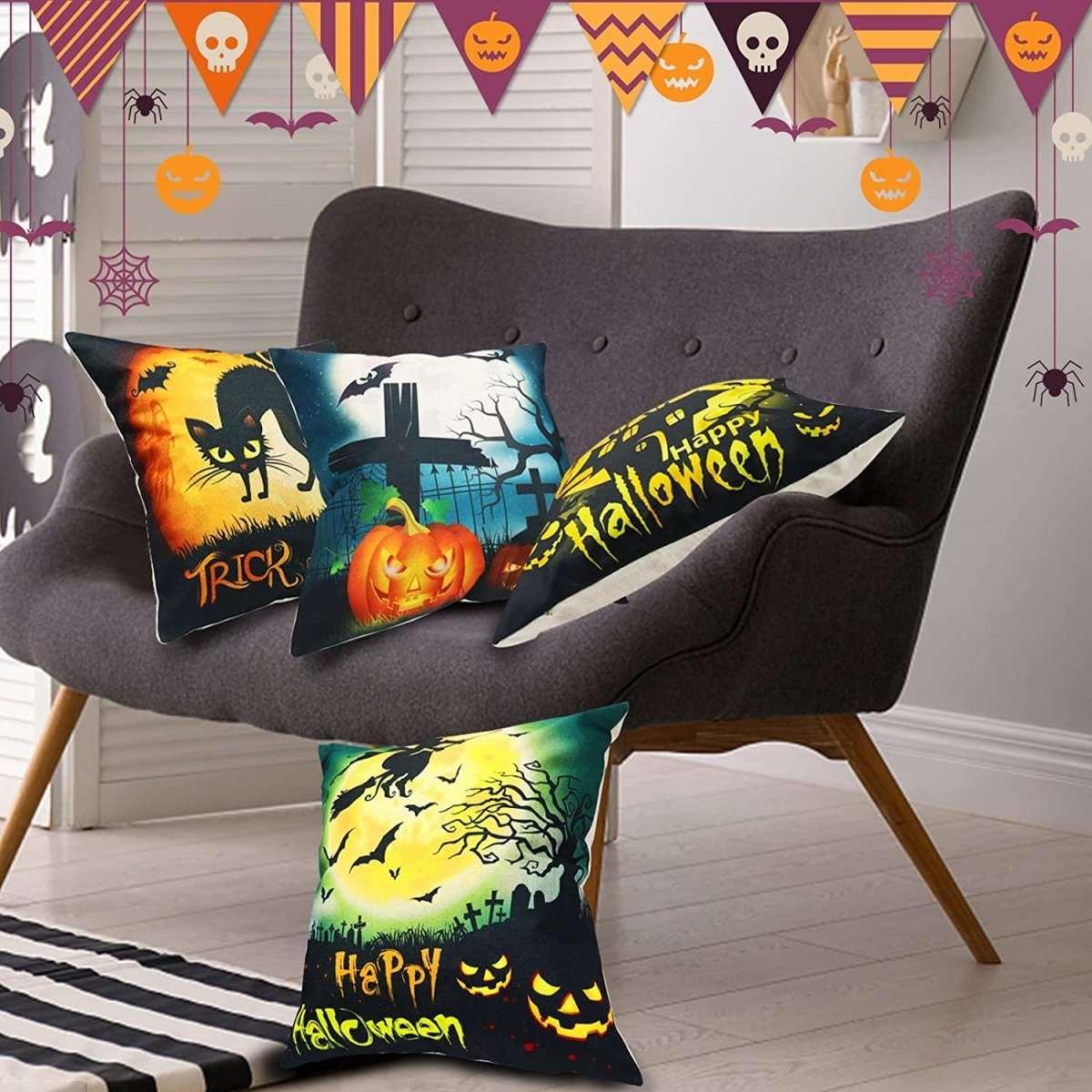 Halloween Decorations Pillow Covers 18x18 Set of 4 for Halloween Decoration Indoor - Cykapu