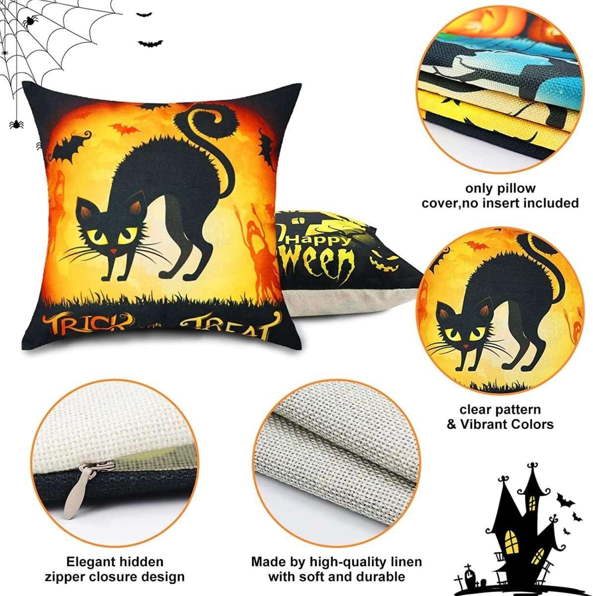 Halloween Decorations Pillow Covers 18x18 Set of 4 for Halloween Decoration Indoor - Cykapu